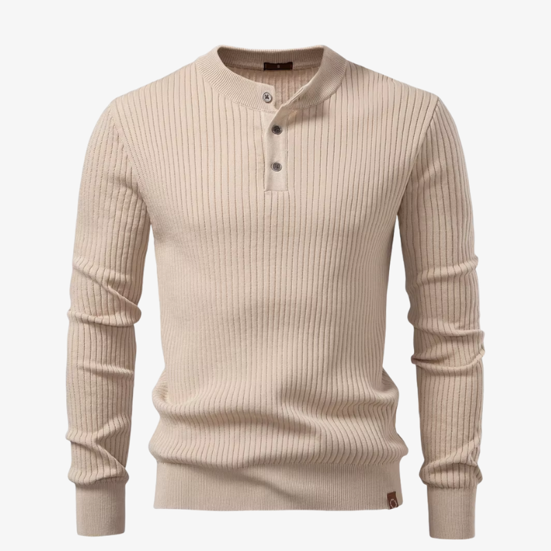 Kiel Rippstrick Henley-Pullover mit Knopfleiste