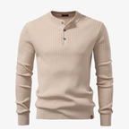 Kiel Rippstrick Henley-Pullover mit Knopfleiste