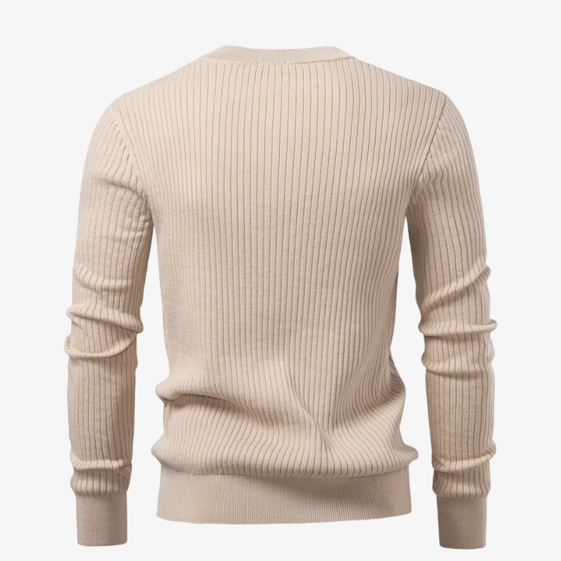 Kiel Rippstrick Henley-Pullover mit Knopfleiste