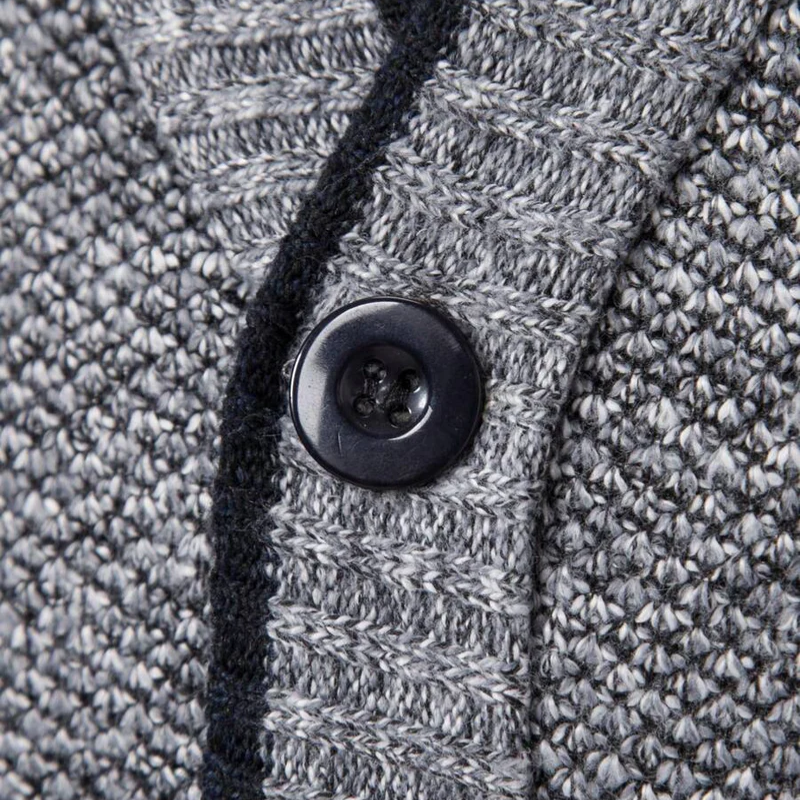 Zürich Strukturstrick-Cardigan mit Karo-Innenfutter