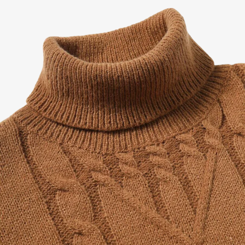 Engadin Rollkragenpullover mit Zopfmuster