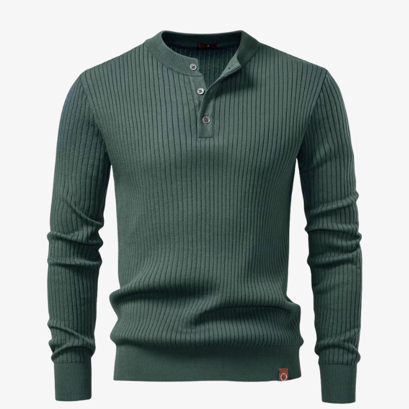 Kiel Rippstrick Henley-Pullover mit Knopfleiste