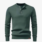 Kiel Rippstrick Henley-Pullover mit Knopfleiste