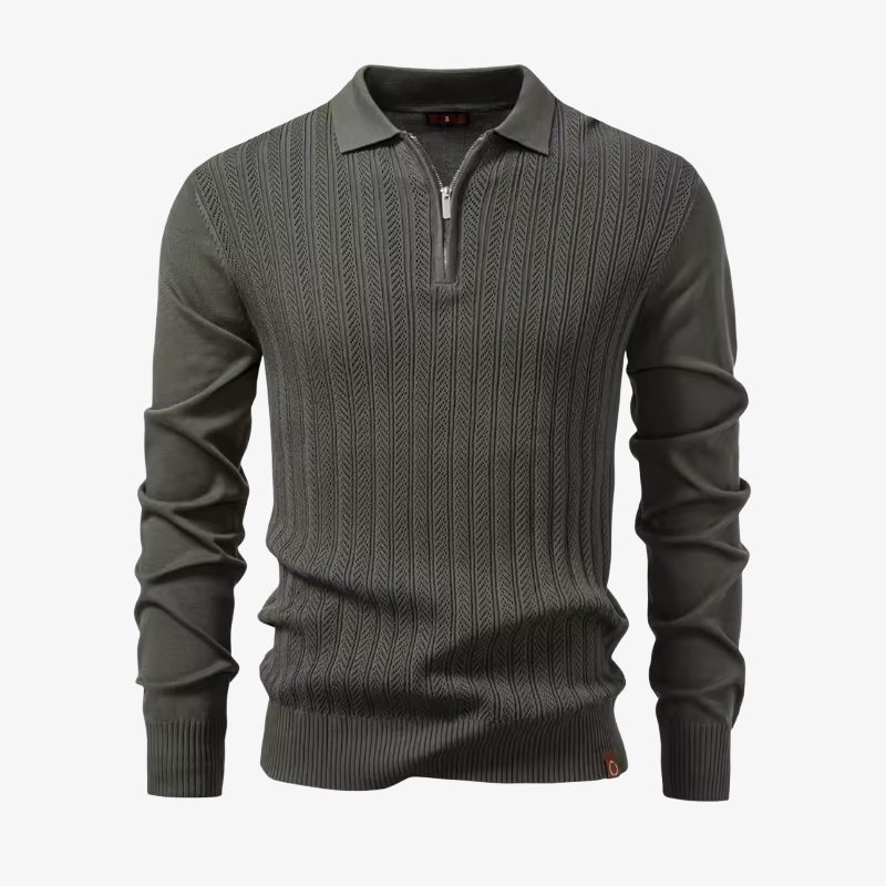 Coburg Strukturstrick-Polopullover mit Reißverschluss