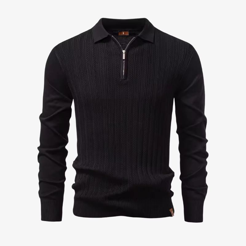 Coburg Strukturstrick-Polopullover mit Reißverschluss