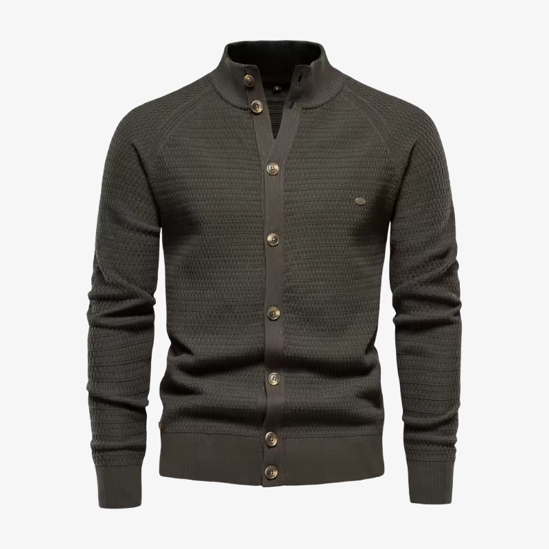 Starnberg Premium Strickjacke mit Stehkragen und Knopfleiste