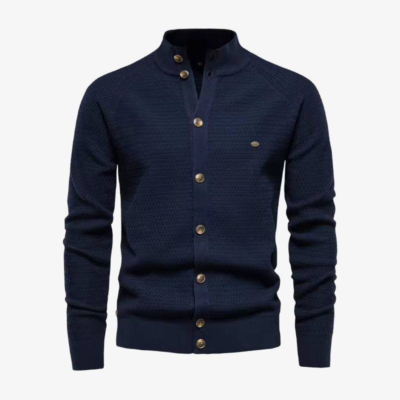 Starnberg Premium Strickjacke mit Stehkragen und Knopfleiste