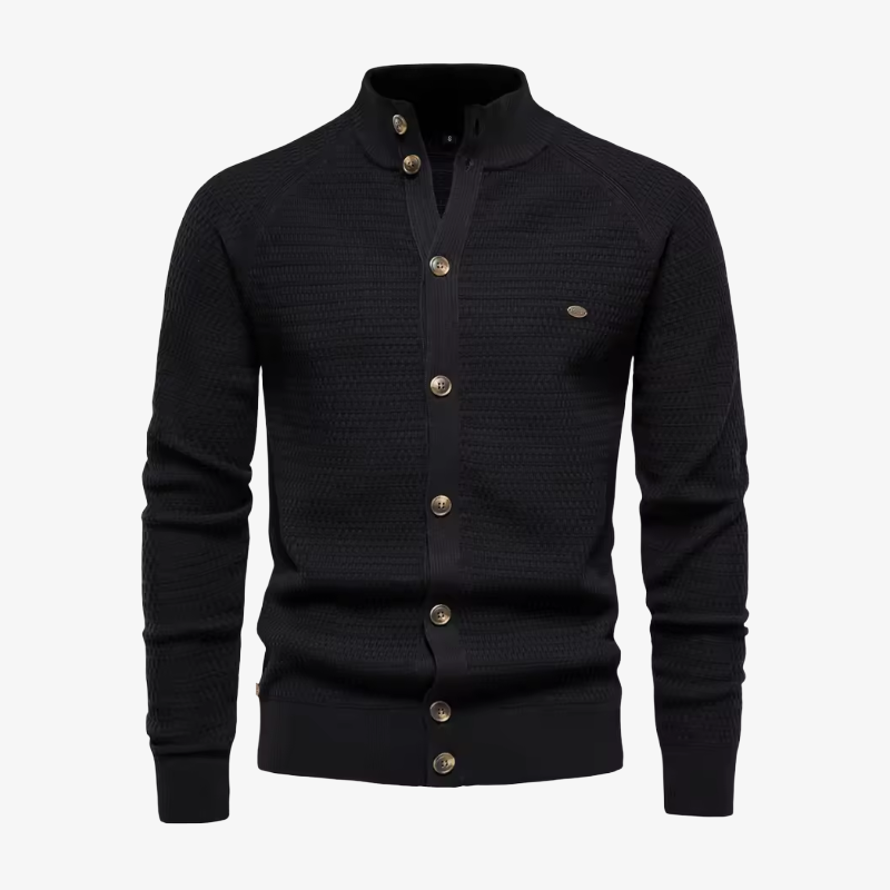 Starnberg Premium Strickjacke mit Stehkragen und Knopfleiste