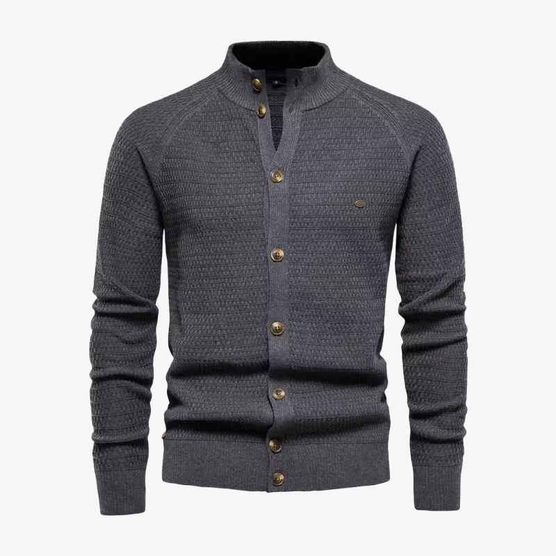Starnberg Premium Strickjacke mit Stehkragen und Knopfleiste